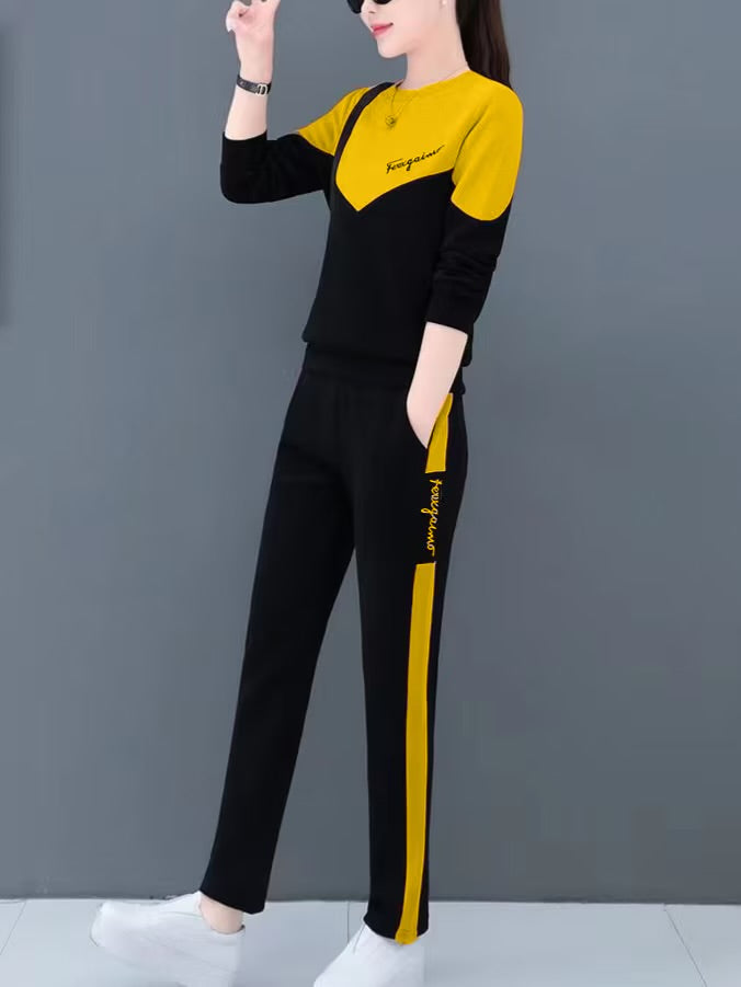 Women's 2 Pcs Long Sleeve Solid Color T-shirt Sets 386818 M Women's 2 Pcs Long Sleeve Solid Color T-shirt Sets 386818 M