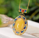 Amber Beeswax Oval Egg Pendant Necklace 37940 - TUZZUT Qatar Online Shopping