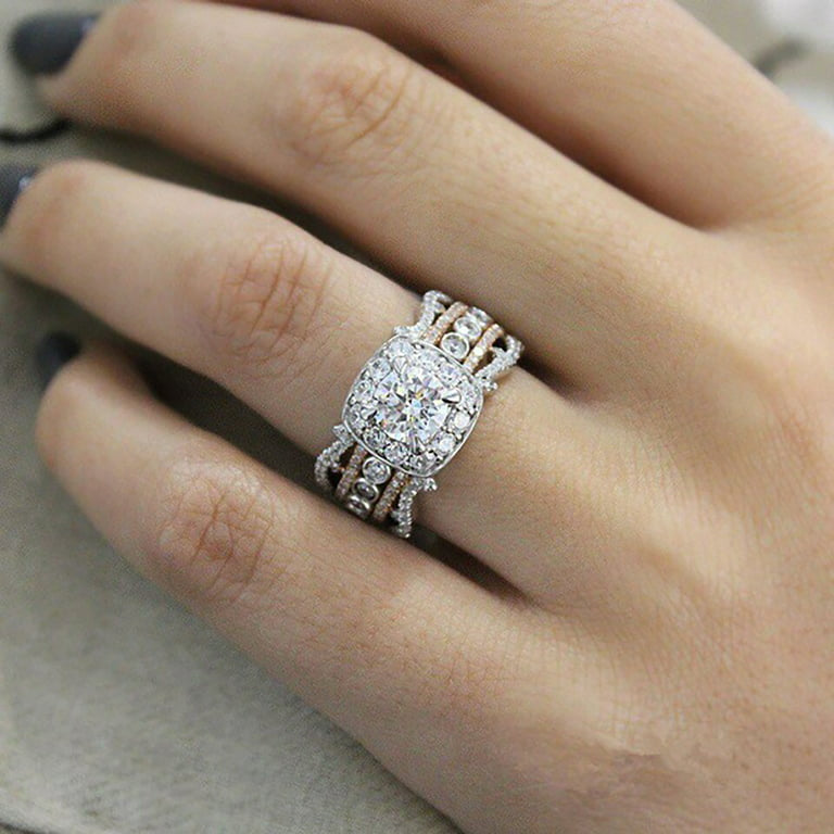 High Quality Crystal Silver Color Wedding Rings For Women X158556 (Size9