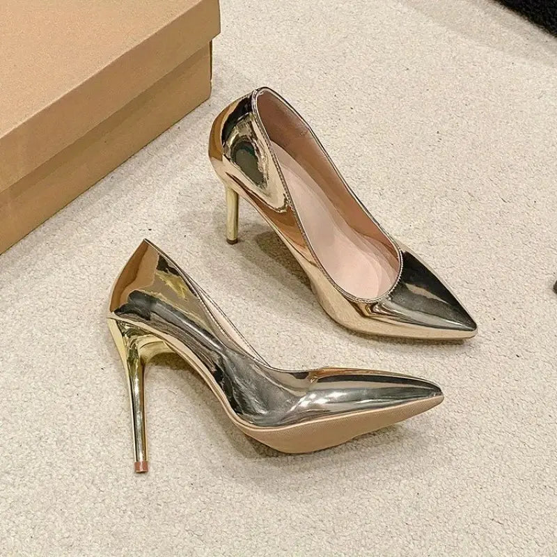 Women Mirror Champagne Gold Party Dress Shoes S4436097 Women Mirror Champagne Gold Party Dress Shoes S4436097