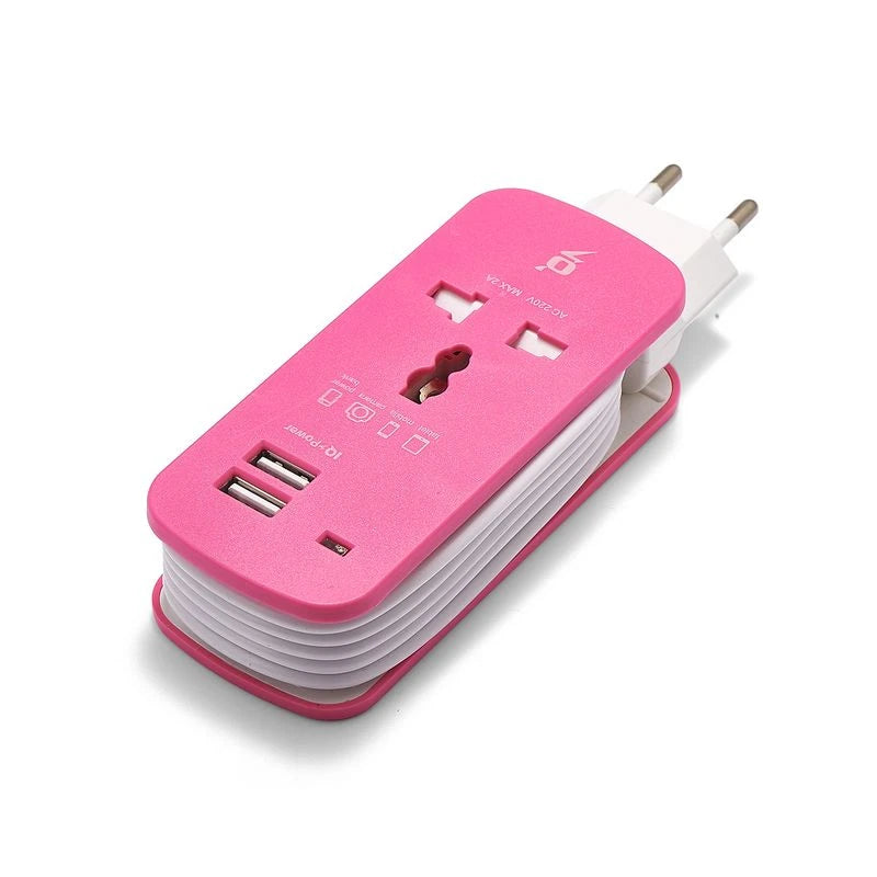 EU European Plug Extension Socket Outlet Portable AC Travel Power Strip Cable With 2 USB Output Smart Charger Wall X1753721 - Tuzzut.com Qatar Online Shopping