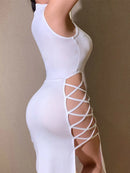 Elegant Black Sleeveless Bandage Sexy Dress for Women Club Party Backless Tank Dresses Skinny Fashion Summer S4463369 - Tuzzut.com Qatar Online Shopping