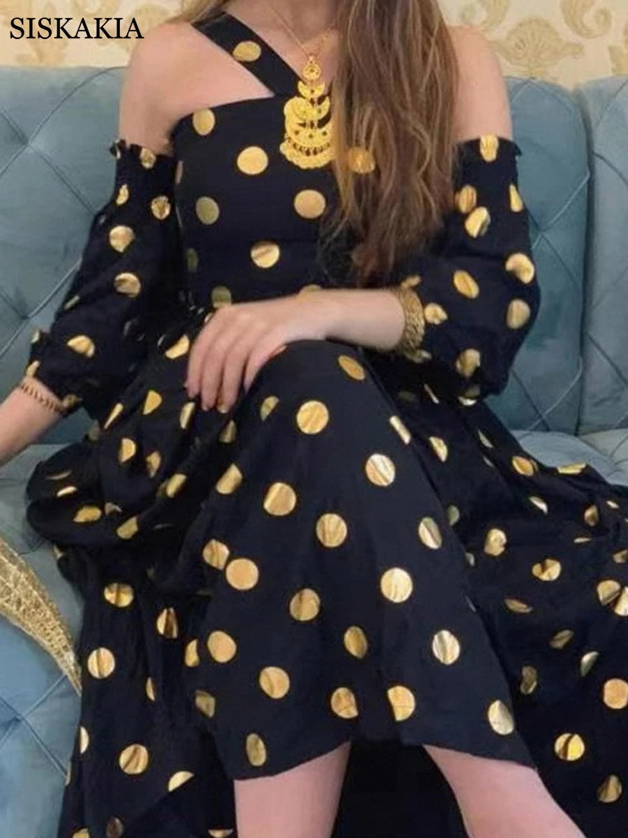 Elegant Women's Dress Sexy Spaghetti Strap Maxi Long Party Dresses Dot Solid Black Halter Sleeveless Casual Feminine Clothes S4435600 Elegant Women's Dress Sexy Spaghetti Strap Maxi Long Party Dresses Dot Solid Black Halter Sleeveless Casual Feminine Clothes S4435600