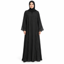 Women’s Black Embellished Abaya with Sheer Cuffs YD78