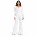 Women’s White Draped Top & Flared Trouser Set NS129