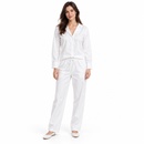Women’s White Long-Sleeve Blouse & Drawstring Trouser Set 50KH8J