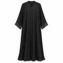 Women’s Black Embellished Abaya with Sheer Cuffs YD78