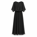 Women’s Black Blouson Maxi Dress with Sheer Sleeves NS137