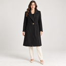 Women’s Black Longline Coat with Decorative Button Details NS135