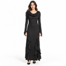 Women’s Black Cowl-Neck Maxi Dress with Ruffle Details 177143
