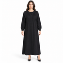Women’s Black Pleated-Yoke Long-Sleeve Maxi Dress 8122