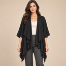 Women’s Black Open-Front Waterfall Cardigan NS97