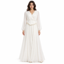 Women’s Ivory White Embellished Wrap-Style Maxi Dress YD68