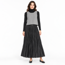 Women’s Grey Check Top, Black Turtleneck & Pleated Skirt Set with Belt 174633