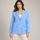 Women’s Sky Blue Two-Button Blazer with Patch Pockets YD29