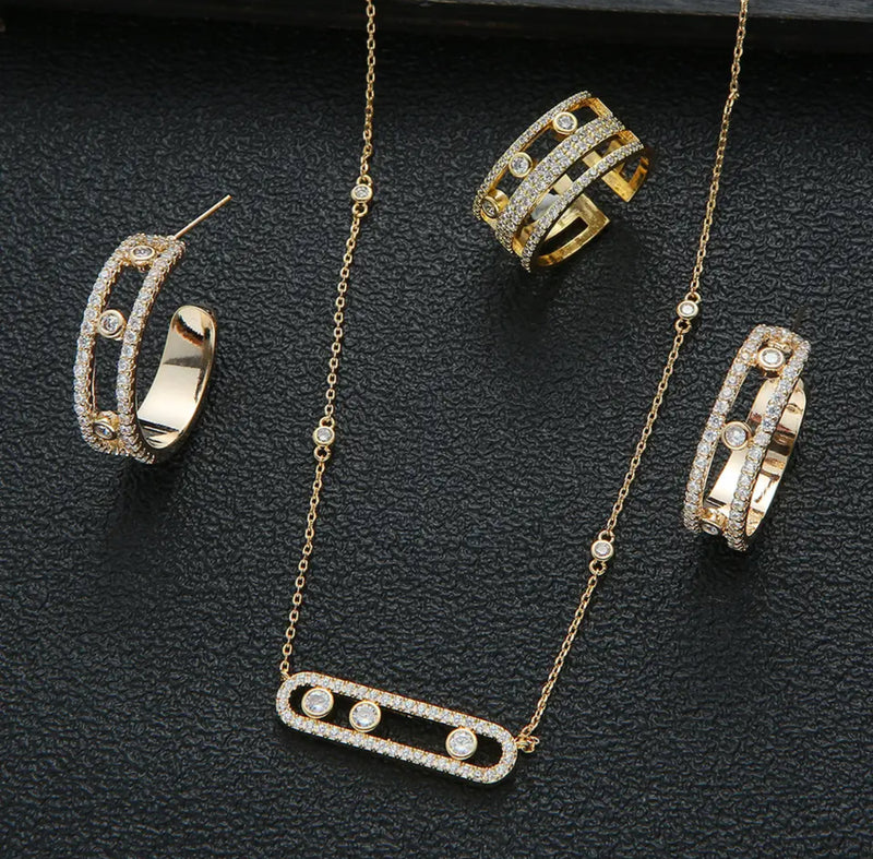 3-piece Set Luxury Necklace earrings rings sets for Women S4448791 - TUZZUT Qatar Online Shopping
