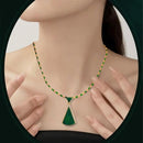 Stainless Steel Emerald Green Center Stone Necklace S501759 - TUZZUT Qatar Online Shopping