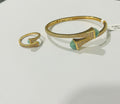 Women Fashion Bracelet & Ring Set Candy color stone Simple Open Cuff Bangle - Tuzzut.com Qatar Online Shopping