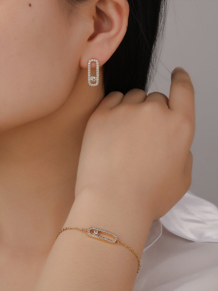 Trendy Dainty Necklace Earring Bracelet Set S4288826 - TUZZUT Qatar Online Shopping