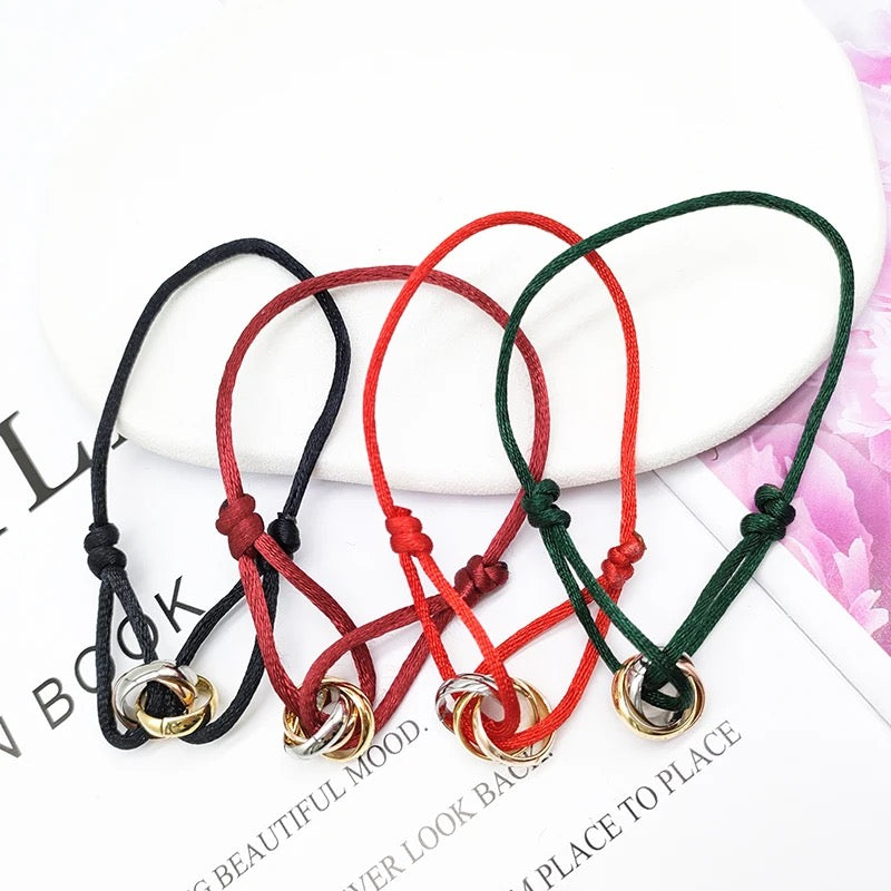 Simple Fashion Unisex Hot Stainless Steel Rope Bracelet 3 Metal Buckle Ribbon Lace up Chain Multicolor Adjustable Rope Bracelet S352060611 - TUZZUT Qatar Online Shopping