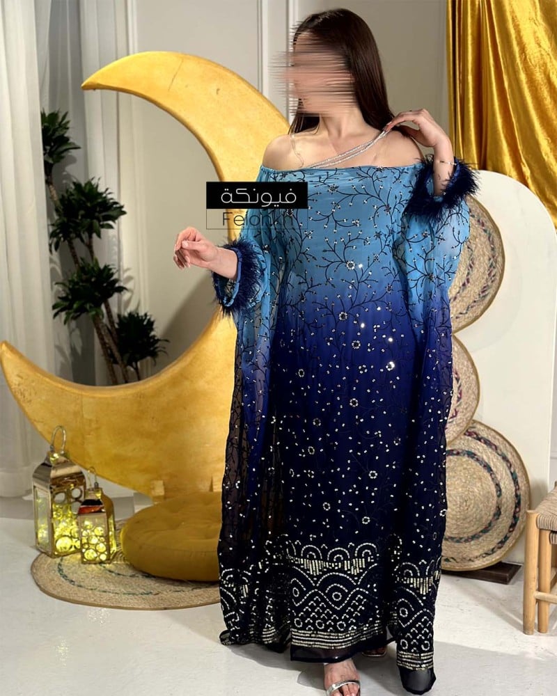 Womens Elegant free size jalabiya with embroidery Print Design Dress 38234 S - TUZZUT Qatar Online Shopping