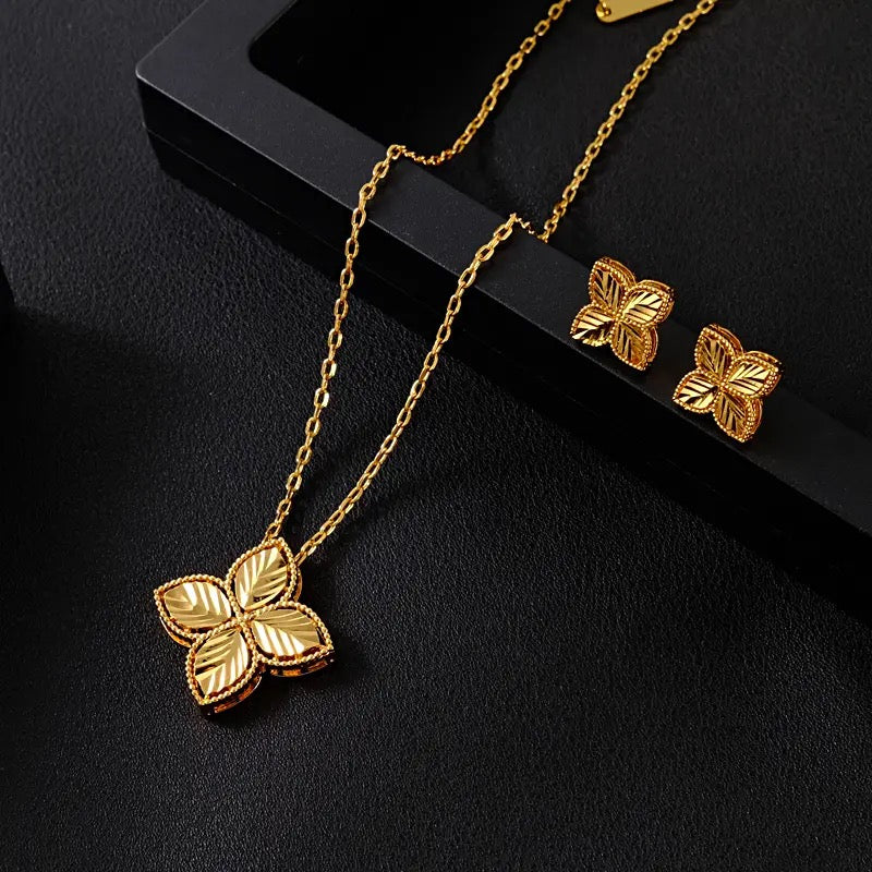 African Gold-Color Necklace Earrings Jewelry Sets For Women S1990428 - TUZZUT Qatar Online Shopping