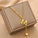 Letter Stainless Steel Pendant Necklace for Women S4588122 - TUZZUT Qatar Online Shopping
