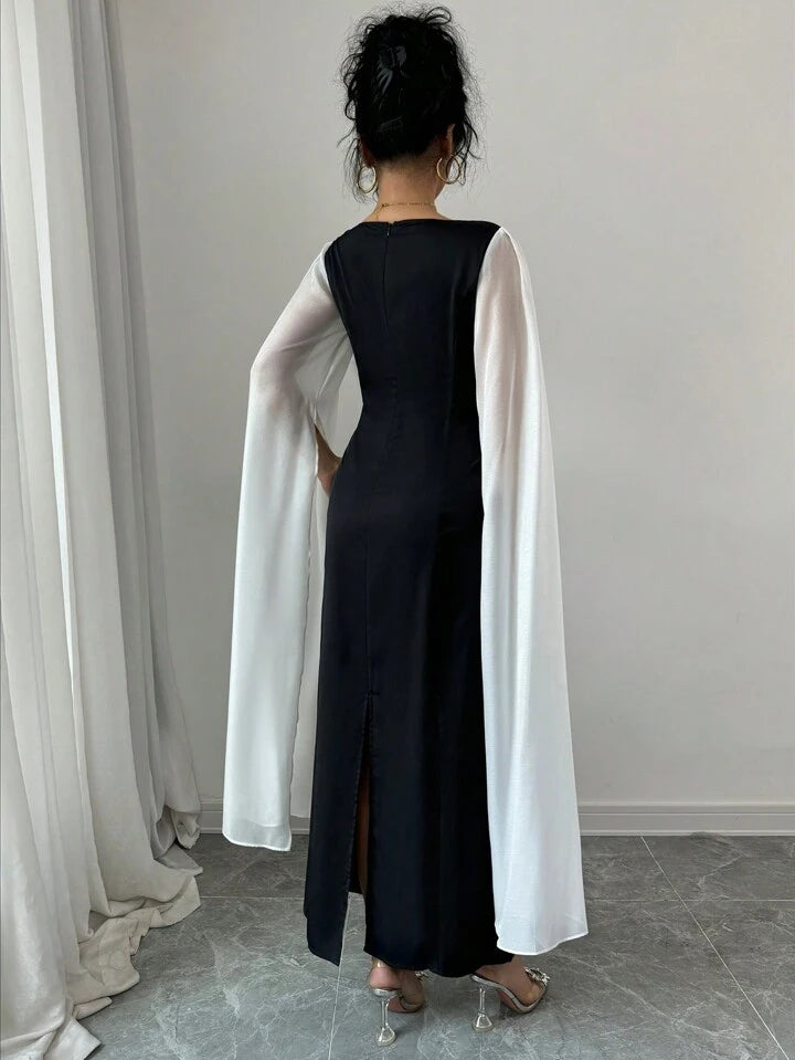 Elegant Color Block Sweetheart Neck Cinched Waist Bodycon Wrap Dress S4884479 - TUZZUT Qatar Online Shopping