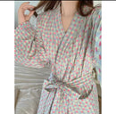 bathrobe women's bathing love plaid loose long sleeve long kimono 582376 - TUZZUT Qatar Online Shopping