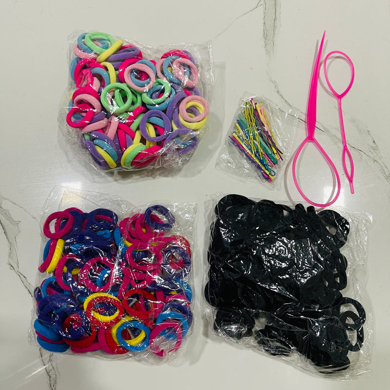 3set Elasticity Colorful Hair Ties And clips 17420106 - TUZZUT Qatar Online Shopping