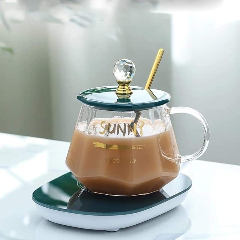 Automatic Mug Warmer Pad With Mug, Lid, Spoon with Gift Packing Automatic Mug Warmer Pad With Mug, Lid, Spoon with Gift Packing