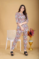 Women's Beautiful Delta Cotton Mix Fabric Printed Night suit Co-Ord Set - VKT400 - TUZZUT Qatar Online Shopping