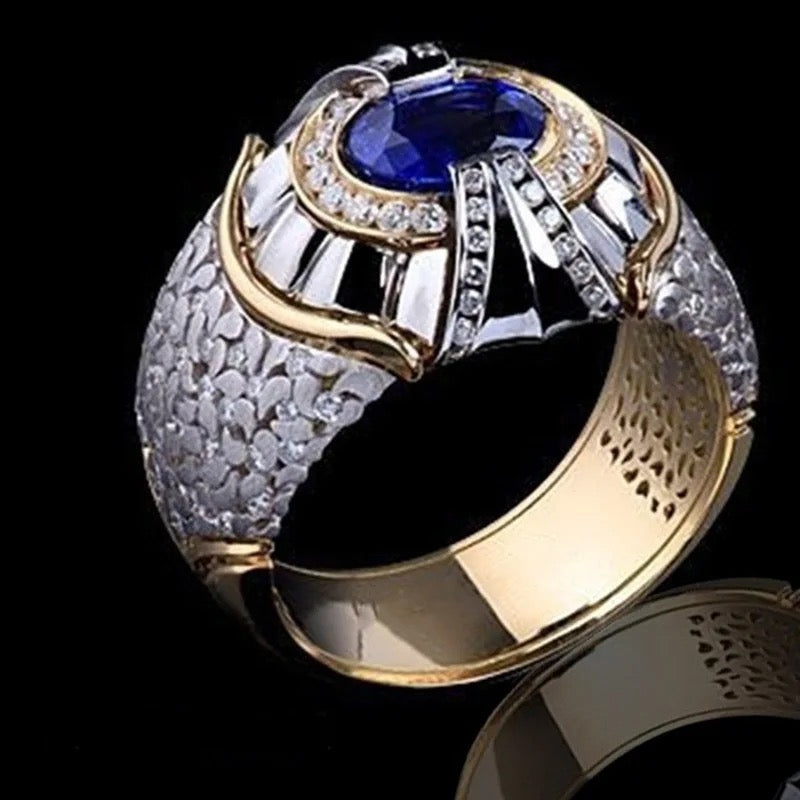 Blue Zircon Vintage Dragon Scale Gold Color Ring for Men's Fashion Ring S3475195 - TUZZUT Qatar Online Shopping