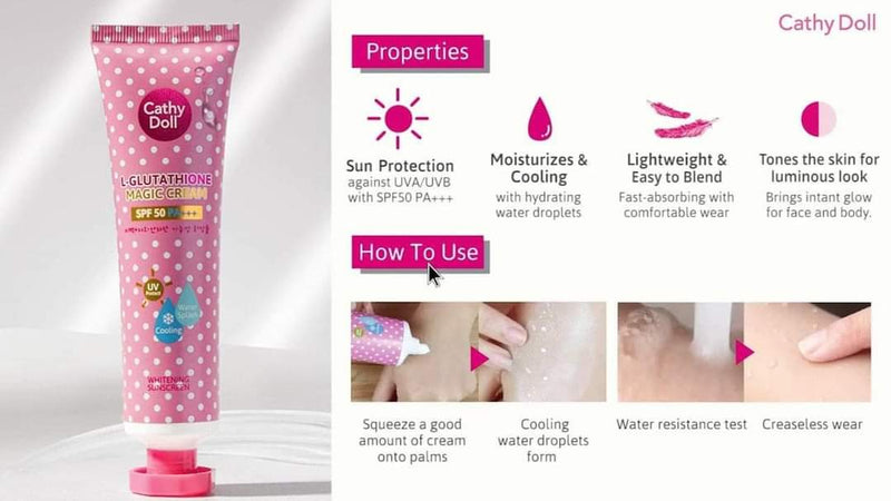 Cathy Doll L-Glutathione Magic Cream Sunscreen SPF 50 - Tuzzut.com Qatar Online Shopping