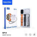 Haino Teko Germany GP8 Smart Watch Ultra with Two Set Strap and Bluetooth Wireless Earphone Combo - Tuzzut.com Qatar Online Shopping