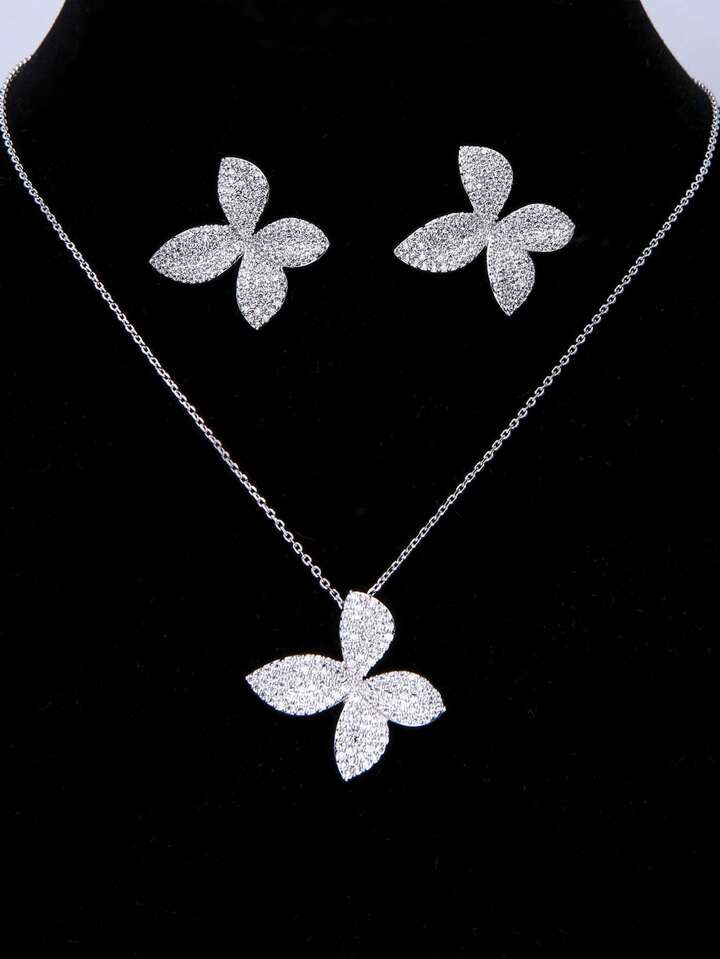 Women Fashion Silver Colour Necklace And Earrings S4527574 - TUZZUT Qatar Online Shopping