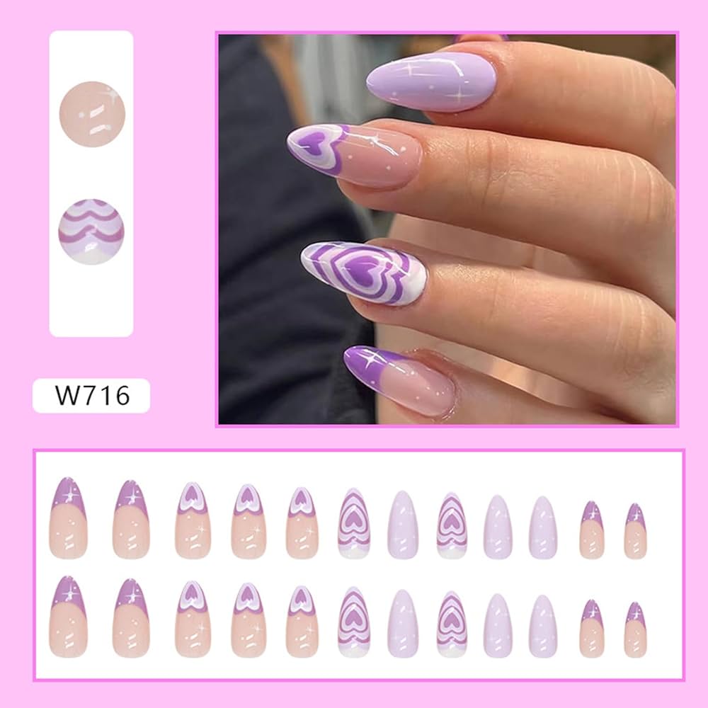 24pcs Purple French tip press-on nails Removable Fake Nails 439305 24pcs Purple French tip press-on nails Removable Fake Nails 439305