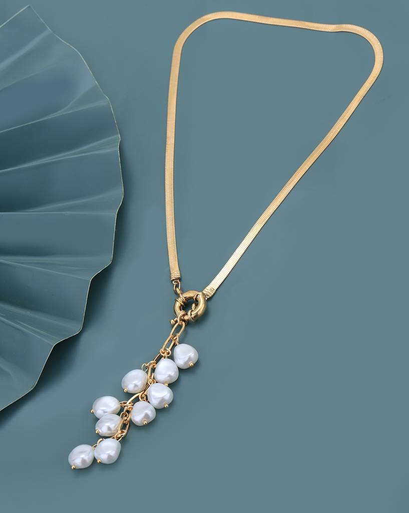 Rose Gold-Plated Pearl Necklace (One Size) RS66