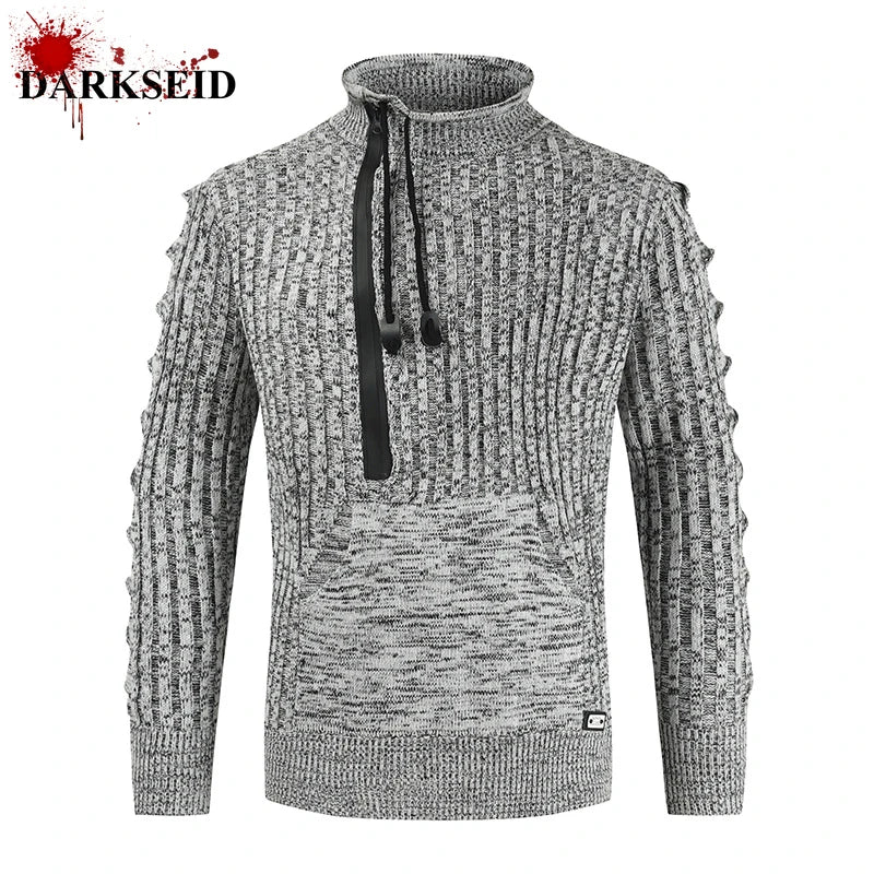 Fall/Winter Men's Loose Stand Collar Pullover Sweater Tether Trend Knitwear S4270320 - Tuzzut.com Qatar Online Shopping