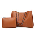 2pcs/Set Vintage Shoulder Bag Female Causal Totes for Daily Simple Solid Color Women PU Leather Handbag Bolsa Feminina B-19545