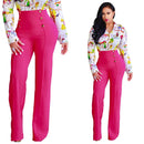 Fashion Elegant Women Office Pants Wide Loose Leg Pants Slim Female Flare Trousers Women High Waist Streetwear Long Pants S3305773 - Tuzzut.com Qatar Online Shopping