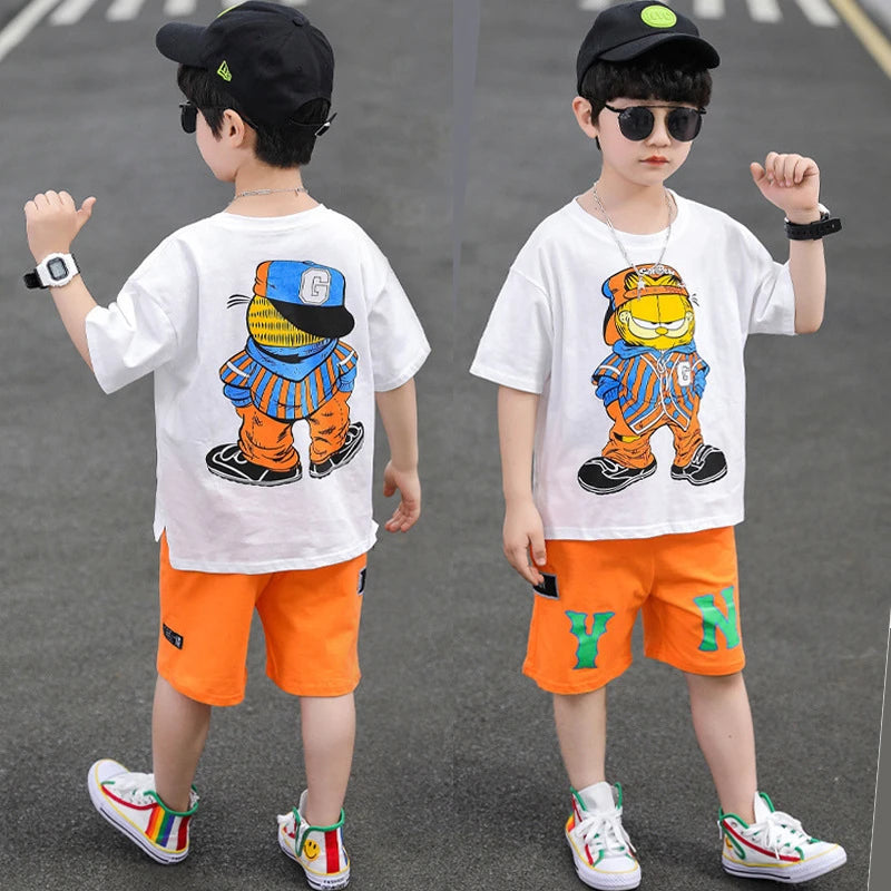 Hip hop Korean Casual T-Shirt Shorts 2Pcs Sets Funny Cartoon Suit S4444636 Hip hop Korean Casual T-Shirt Shorts 2Pcs Sets Funny Cartoon Suit S4444636