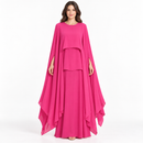 Fuchsia Pink Layered Cape-Style Maxi Dress S48598