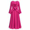 Fuchsia Draped Cowl-Neck Maxi Dress S4905057