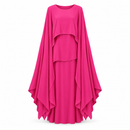 Fuchsia Pink Layered Cape-Style Maxi Dress S48598