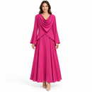 Fuchsia Draped Cowl-Neck Maxi Dress S4905057