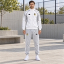 White & Light Grey Real Madrid Two-Piece Tracksuit Set JR01