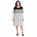 Women’s Leopard & Stripe Tunic Dress with Lace Sleeves NS85