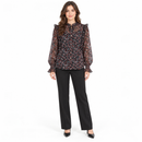 Women’s Black Floral Ruffle-Trim Blouse S4519449
