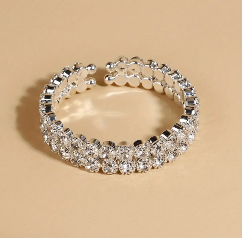 Fashion Woman Double Rows Rhinestones Jewelry Choker Bracelet For Women & Girls - Tuzzut.com Qatar Online Shopping